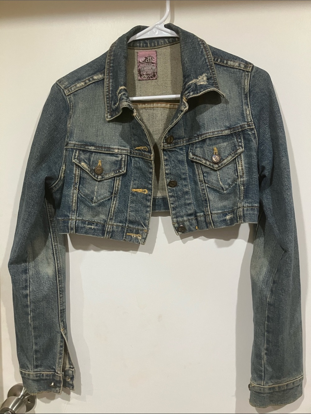 Cello Women’s Cropped Denim Jacket Small Blue Jean Jacket Casual Layering Piece - Picture 3 of 8